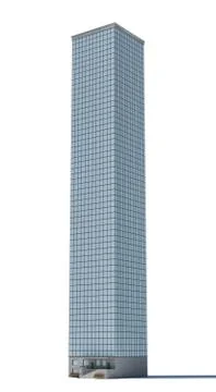 3d rendering of a white high office building with many large windows. Ilustración de archivo