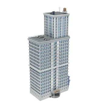 3d rendering of a white high office building with many large windows. Illustration