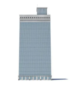 3d rendering of a white high office building with many large windows. Stock Illustration