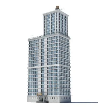 3d rendering of a white high office building with many large windows. 스톡 일러스트