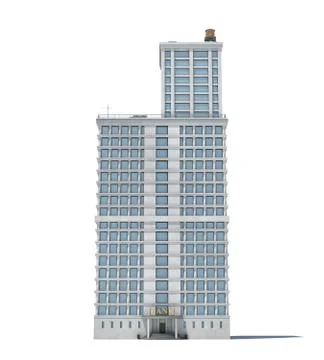 3d rendering of a white high office building with many large windows. Stock Illustration