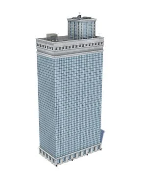 3d rendering of a white high office building with many large windows. Stock Illustration