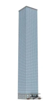 3d rendering of a white high office building with many large windows. Stock Illustration