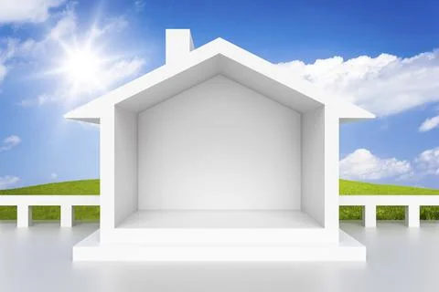 3d rendering of a white house background Stock Illustration
