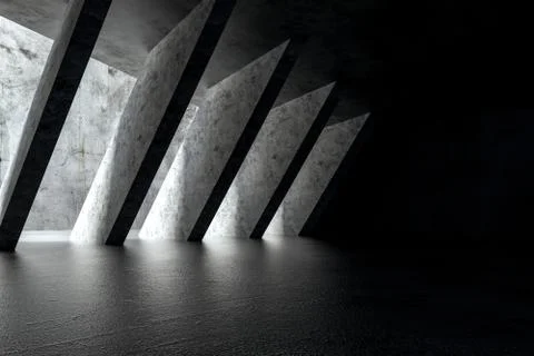 3d rendering, white interior building structure Stock Illustration