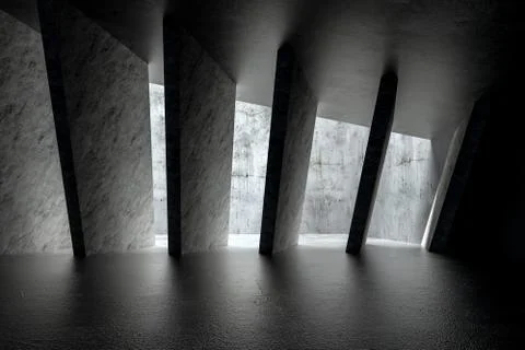 3d rendering, white interior building structure Ilustración de archivo