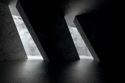 3d rendering, white interior building structure Ilustración de archivo