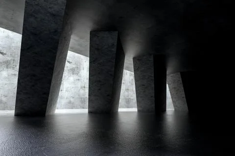 3d rendering, white interior building structure Ilustración de archivo