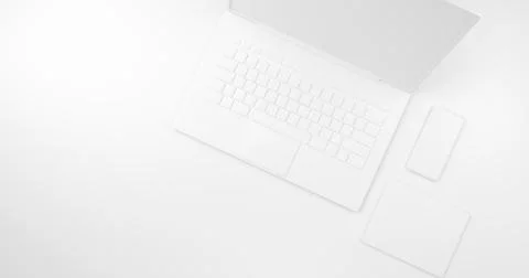 3d rendering of white laptop and smartphone. Stock Illustration