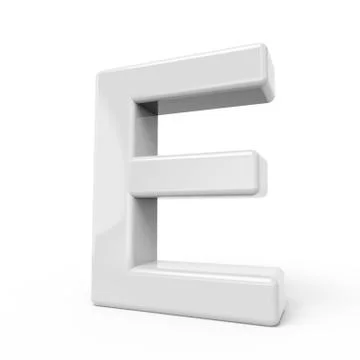 3D rendering white letter E Stock Illustration