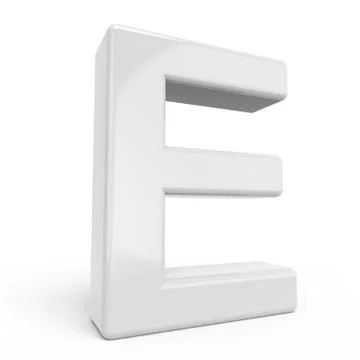 3D rendering white letter E Stock Illustration