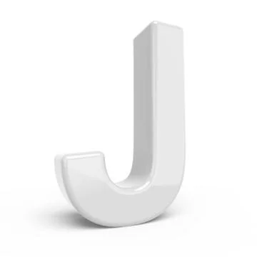 3D rendering white letter J Stock Illustration
