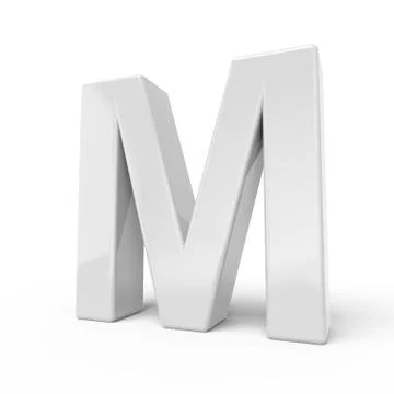 3D rendering white letter M Stock Illustration