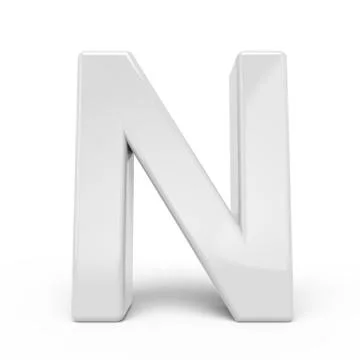 3D rendering white letter N Stock Illustration