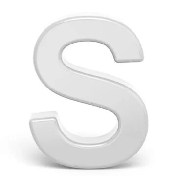 3D rendering white letter S Stock Illustration