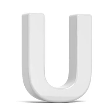 3D rendering white letter U Stock Illustration