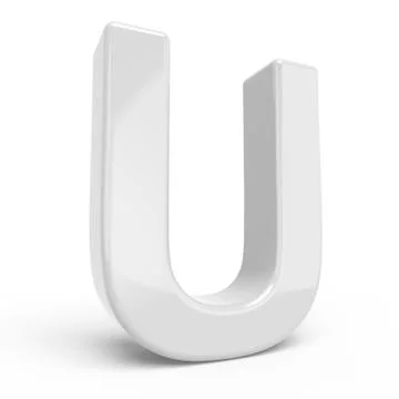 3D rendering white letter U Stock Illustration