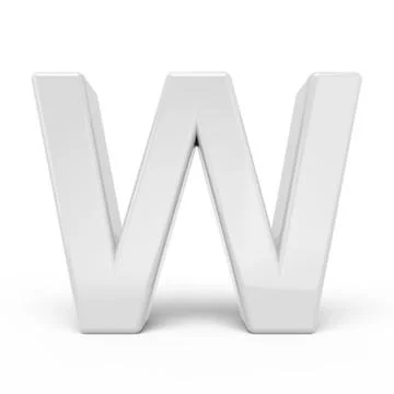 3D rendering white letter W Stock Illustration
