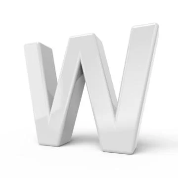 3D rendering white letter W Stock Illustration