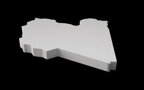 3d rendering of the white Libya Map isolated on black background Stock Illustration