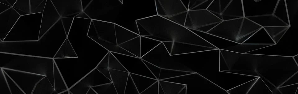 3D rendering of white lines, plexus abstract, Digital geometric triangles on bla Illustrazione stock