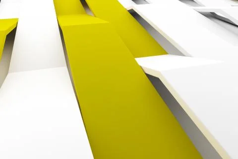 3D rendering of white matte plastic waves with colored elements Stock Illustration