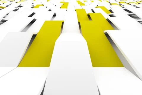 3D rendering of white matte plastic waves with colored elements Illustrazione stock