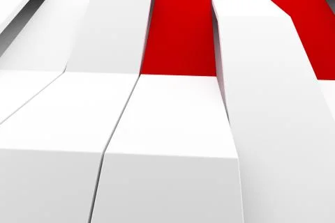 3D rendering of white matte plastic waves with colored elements Stock Illustration