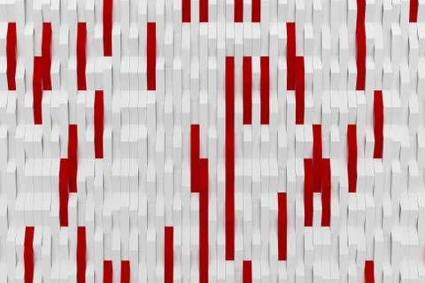 3D rendering of white matte plastic waves with colored elements Stock Illustration