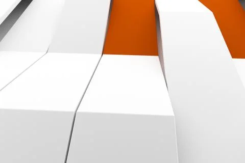 3D rendering of white matte plastic waves with colored elements Stock Illustration