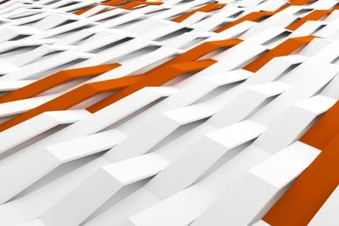 3D rendering of white matte plastic waves with colored elements Stockillustratie