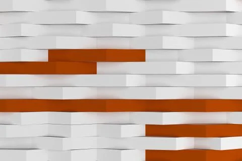 3D rendering of white matte plastic waves with colored elements Stock Illustration