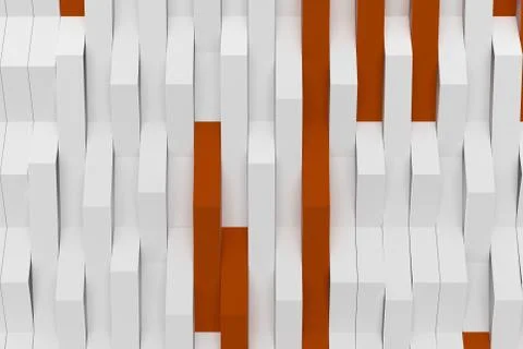 3D rendering of white matte plastic waves with colored elements Illustrazione stock