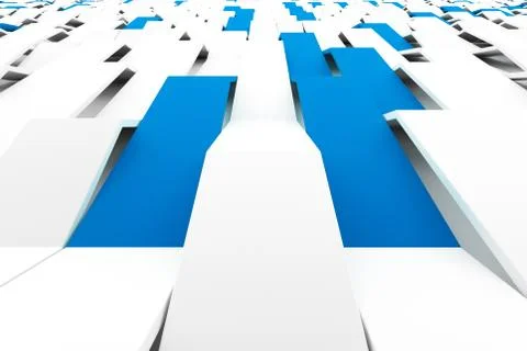 3D rendering of white matte plastic waves with colored elements Stock Illustration