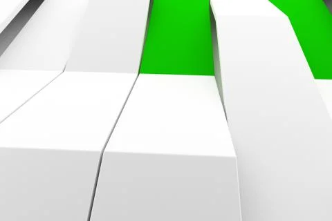 3D rendering of white matte plastic waves with colored elements Illustrazione stock