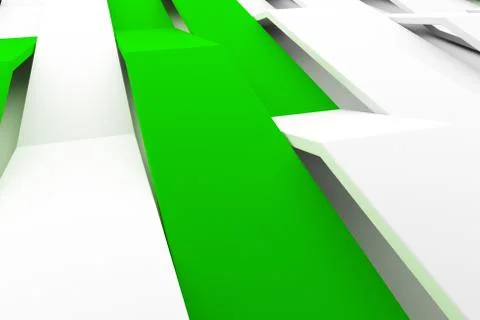 3D rendering of white matte plastic waves with colored elements Stock Illustration