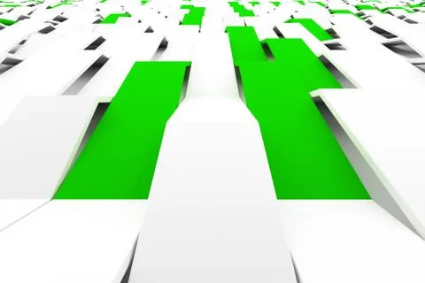 3D rendering of white matte plastic waves with colored elements イラスト素材