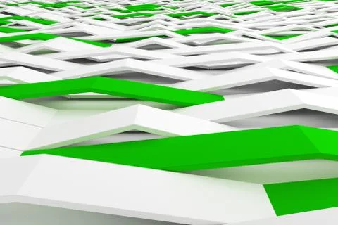 3D rendering of white matte plastic waves with colored elements Stock Illustration