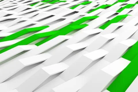 3D rendering of white matte plastic waves with colored elements Stock Illustration