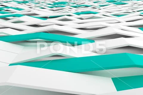 3D rendering of white matte plastic waves with colored elements Ilustração Stock