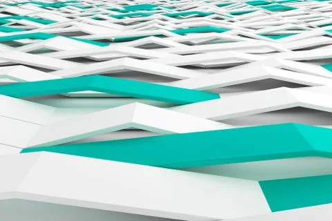 3D rendering of white matte plastic waves with colored elements Stock Illustration