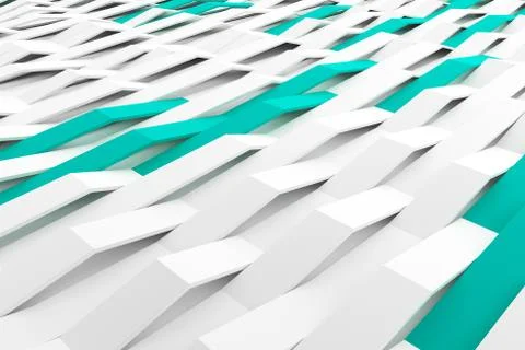 3D rendering of white matte plastic waves with colored elements Illustrazione stock