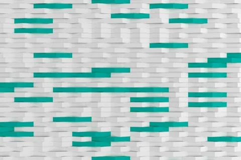 3D rendering of white matte plastic waves with colored elements Illustrazione stock