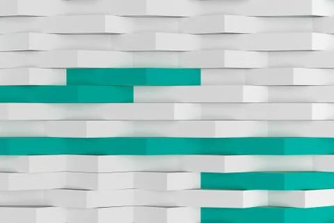 3D rendering of white matte plastic waves with colored elements Stock Illustration