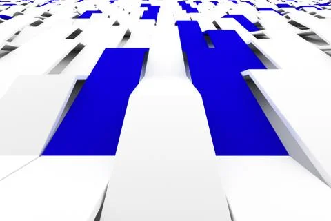 3D rendering of white matte plastic waves with colored elements イラスト素材