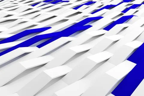 3D rendering of white matte plastic waves with colored elements Stock-Illustration