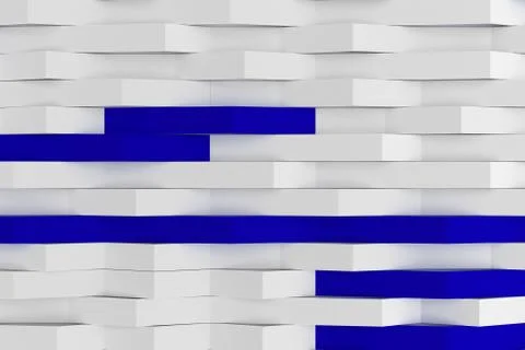 3D rendering of white matte plastic waves with colored elements Stock Illustration