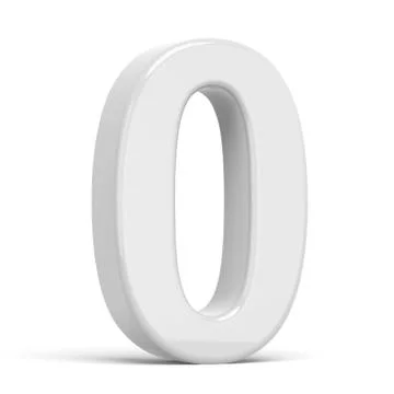 3D rendering white number 0 Stock Illustration