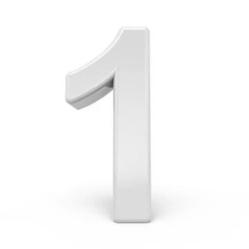 3D rendering white number 1 Stock Illustration