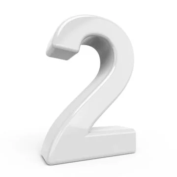 3D rendering white number 2 Stock Illustration